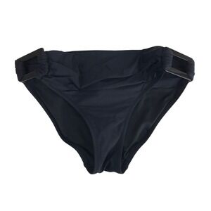 J.Crew Black Ruched Bikini Bottom with Hardware Accents XXS Solid Swimwear
